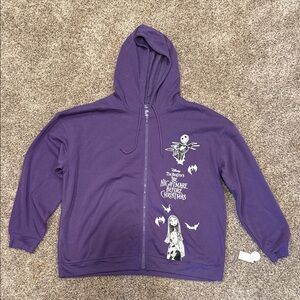Disney The Nightmare Before Christmas Purple Zip-Up Hoodie no pockets womens 3X
